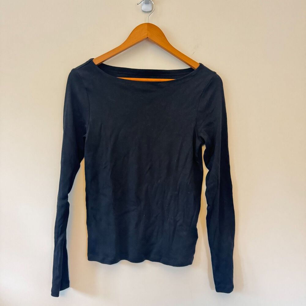 Gap "Favorite Tee" Women's Black Boat Neck Long Sleeve Shirt Size M